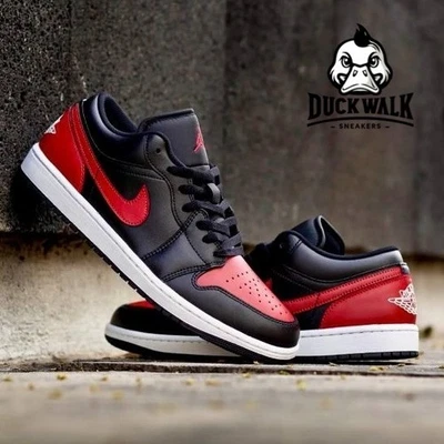 Nike Air Jordan 1 Low Bred Twist Negro Rojo Universitario Blanco 553558-067 Tallas para hombre Foto 1 de 4