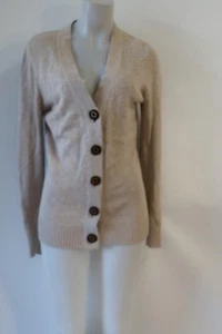 Womens Tory Burch Beige Linen Cotton Blend V-Neck Cardigan Sweater S - Bild 1 von 8