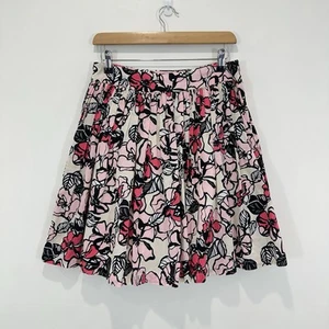 Esprit Pleated Skirt Women 8 (29 in Waist) Pink Floral Lined Cotton Knee Length - Picture 1 of 10