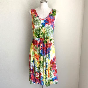 Jams World Sleeveless Santini Print Dress XL Hawaiian Stretch Sundress Made USA - Picture 1 of 9