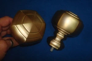 2 pc KIRSCH GROTTO Designer Metal Finials for 1 3/8" Pole 1831817 Brushed Bronze - Picture 1 of 4