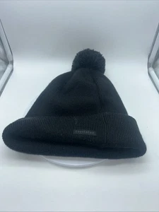Turtle Fur Pom Beanie Hat Winter Cap Solid Black Ski Hike Outdoor - Picture 1 of 4