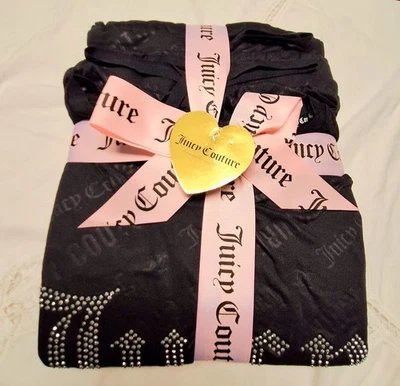 Juicy Couture Negro 2 Piezas Pijama Salón Conjunto Grande Lentejuelas Mangas Largas y Pantalones Foto 1 de 3