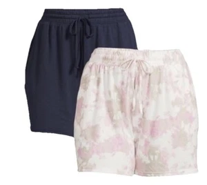 2 pack Terra & Sky Women's Plus Knit high raise Shorts, Size 1X(16W-18W) - Picture 1 of 5