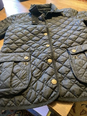 Polo Ralph Lauren Girls Jacket M 8-10 Blue Quilted Barn Coat Corduroy Collar - Image 1 of 4