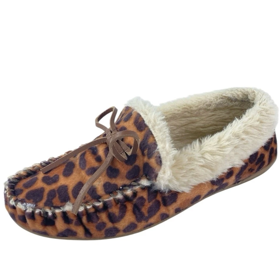 J. Zapatillas mocasín sin cordones de piel sintética pelo de becerro leopardo Crew talla 10 Foto 1 de 4