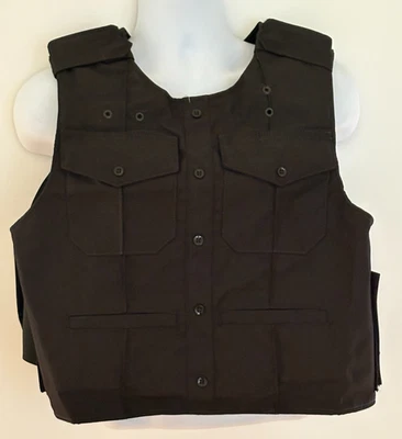 ABA Male Uniform Shirt Armor Carrier 4 Pocket Side Open XL/2XL Black NYPL - Image 1 of 4