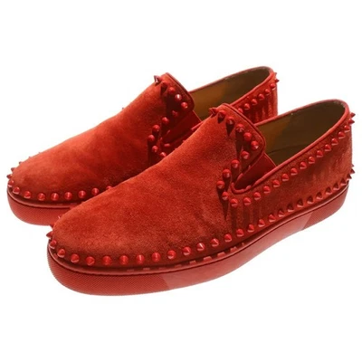 Christian Louboutin scarpe slip-on sneakers borchie EU 42 US 9 scamosciate ro... - Immagine 1 di 4