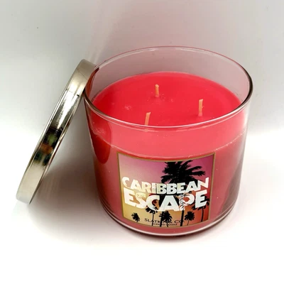 Bath & Body Works Slatkin & Co Caribbean Escape 3 Mechas Vela 14.5oz RETIRADA Nueva Foto 1 de 4