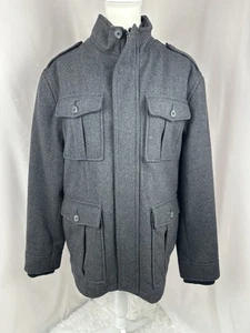 Merona Mens L Zip/button Up  Wool Jacket Pockets Quilted Lining  - Picture 1 of 8