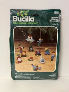 VINTAGE Bucilla Kit 48997 Twelve Days of Christmas Jeweled Stitchery Ornaments - Picture 1 of 2