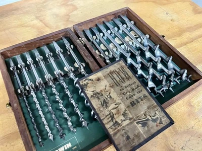 Винтажный полный комплект из 13 шнековых ручных сверл Irwin профессионального класса в коробке - Изображение 1 из 4