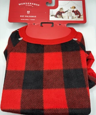NWT Wondershop at Target XSmall Black Red Buffalo Checker Pet Pajamas - Image 1 of 4