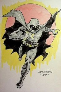 MOON KNIGHT - Mars Servicio SIGNED Hand-Painted Convention Marvel Comics Art - Picture 1 of 2