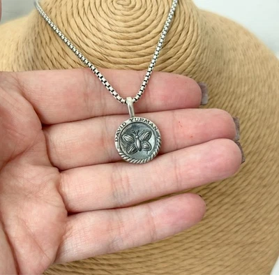 Амулет кулон бабочка с надписью David Yurman серебро высшей пробы с цепочкой в коробке 22 дюйма - Изображение 1 из 4