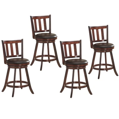 Costway 4 PCS 25" Swivel Bar stool Leather Padded Dining Kitchen Bistro Chair