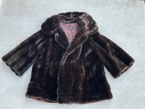 Vintage Tissavel Faux Fur Coat Brown Made in England 22x30 Lined Medium - Picture 1 of 5