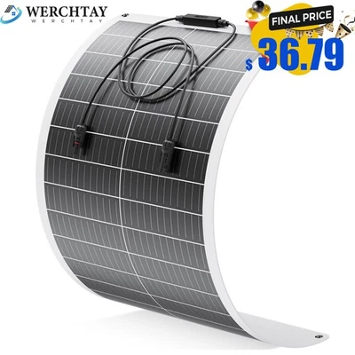 100W Watt Flexible Mono Solar Panel  12V Volt Car Boat RV Home Rooftop Camping - Image 1 of 4