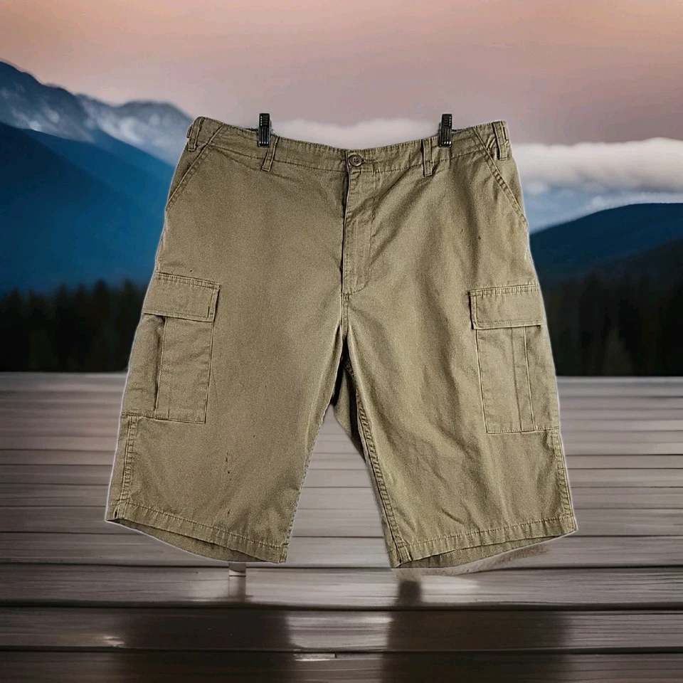 Rothco Tan Military Cargo Pocket Combat Shorts Mens Large Long Distressed - Image 1 of 4