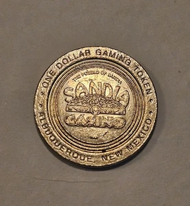  Ficha de juego de $1 de Sandia Casino - Albuquerque, Nuevo México - Pueblo de Sandia - Imagen 1 de 2