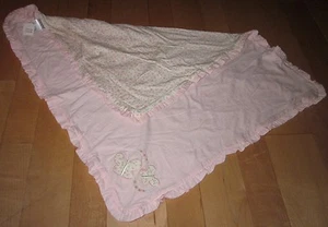 New Vitamins Baby Pink Flowers Ruffles Edge Butterflies Baby Lovey Blanket - Picture 1 of 4