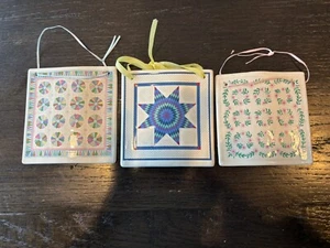 Set Of 3 Celebration Of American Quilts Ornaments - Picture 1 of 7