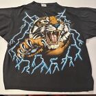 Vintage 90s American Thunder Tiger Roar Lightning Animal T-Shirt Adult Size XL