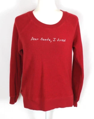 Sudadera "DEAR SANTA, I TRY" Mujer Talla Pequeña Roja L/S Cuello Redondo Foto 1 de 4