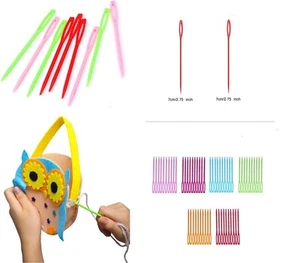 Tapestry Needles Knit Sewing Darning 10 or 20 Plastic Pieces Bright Colors - Picture 1 of 3