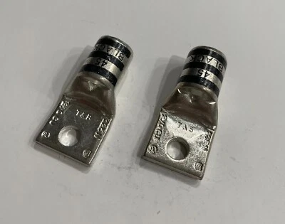 2x T&B 54157 Black Die 45 125N OneHole 1/4" inch Copper 2/0 AWG Compression Lug - Image 1 of 2