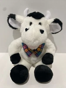 Commonwealth Black And White Cow With Plaid Bow Tie 15” Plush Stuffed Animal - Picture 1 of 9