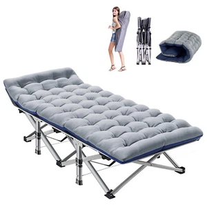 SLSY Folding Camping Bed Cot With Mattress Outdoor Cots w/Carry Bag Cushion - Picture 1 of 11