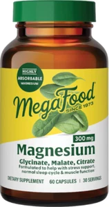 Megafood Magnesium 300 Mg - Highly Absorbable Blend of Magnesium Glycinate, Magn - Picture 1 of 7