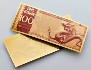 Billete de lámina de oro fino de 100 mg 2024 Año del Dragón .999 - Imagen 1 de 3