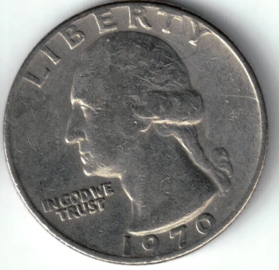 USA - 1970P - Washington ¼ $ - Heraldic Eagle - Rare, No Mint Mark - #19281 - Image 1 of 2