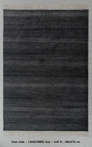 6x9 Schwarz Silber Modern Handarbeit Freier Tauchteppich Wolle & Seide #1360 - Bild 1 von 12