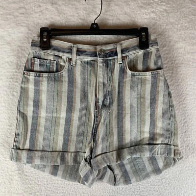 Pantalones Cortos BDG Urban Outfitters Para Mujer Tiro Alto Multi Rayas Algodón Mamá Talla 28 Foto 1 de 4