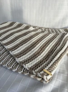 CALVIN KLEIN Knit Infinity Loop Women's Scarf White, Cream, Brown 100% Acrylic - Picture 1 of 7