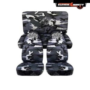 Fundas de asiento de diseño se adaptan al 87-06 Wrangler/camuflaje gris con pesca con mosca Mtn - Imagen 1 de 1