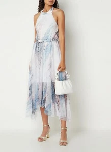 TED BAKER Imeliah Kleid Plissee Midi Neckholder Größe 10 UVP225€ - Bild 1 von 6