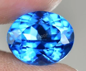 5.40 Ct Natural Swiss Blue Topaz Oval Flawless CERTIFIED Loose Gemstone - Picture 1 of 9