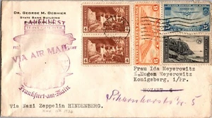 1936 USA ILL Glen Ellyn Hindenburg Zeppelin LZ 129 Mail FFC Cover NJ To Berlin - Picture 1 of 2