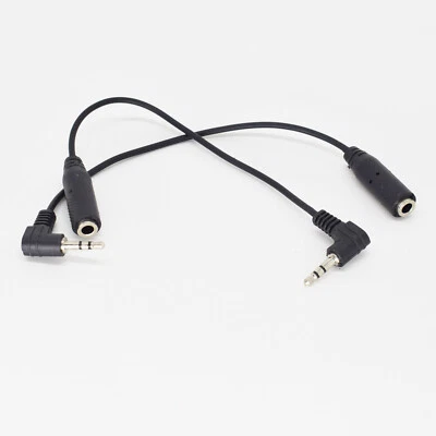 1pc Nickel Plated 2.5mm Stereo Male to 3.5mm Female Adapter Cable 16cm Black - Image 1 of 4
