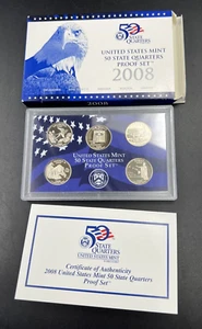 Juego de 5 monedas revestidas de cuarto de prueba de Estados Unidos S 2008 caja certificado de autenticidad original - Imagen 1 de 5