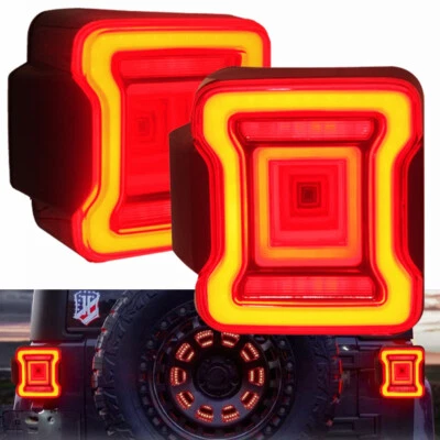 For Jeep Wrangler JK JKU 2007-2018 LED Tail Lights Rear Brake Turn Signal Lamps - Image 1 of 4