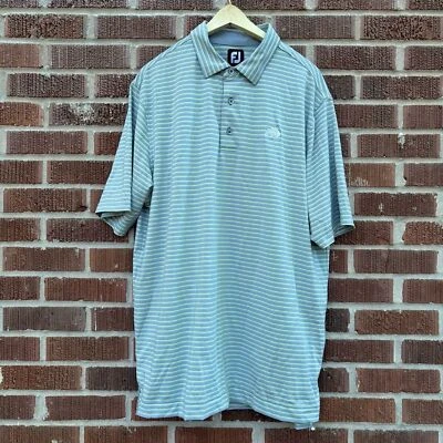 FootJoy Botones Delanteros Mangas Cortas Polo Para Hombre Talla XL Gris Amarillo Rayas Foto 1 de 4