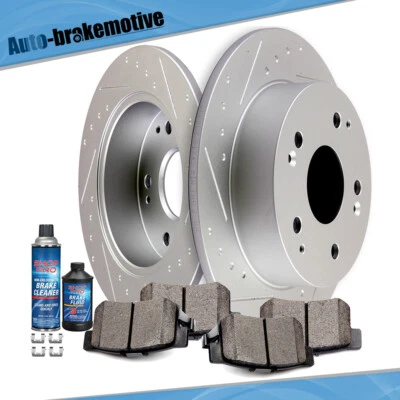 FOR ACURA INTEGRA RSX HONDA ACCORD CIVIC REAR BRAKE ROTORS AND CERAMIC PADS - Image 1 of 4
