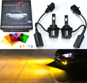 LED Kit F15 140W 9008 H13 3000K Yellow Two Bulb Headlight Dual High Low Beam Fit - Picture 1 of 22