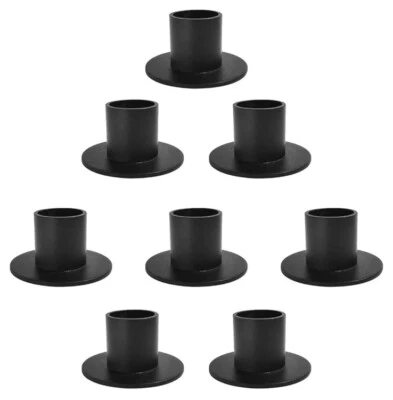 Set of 8 Black Round Taper Candle Holders, 2" Base, Primitive, Metal, Holder - Image 1 of 4