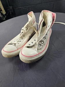 Converse CTAS Hi Sneakers Damen 11 weiß rosa doppelsprachig Canvas Y2K lässig - Bild 1 von 16